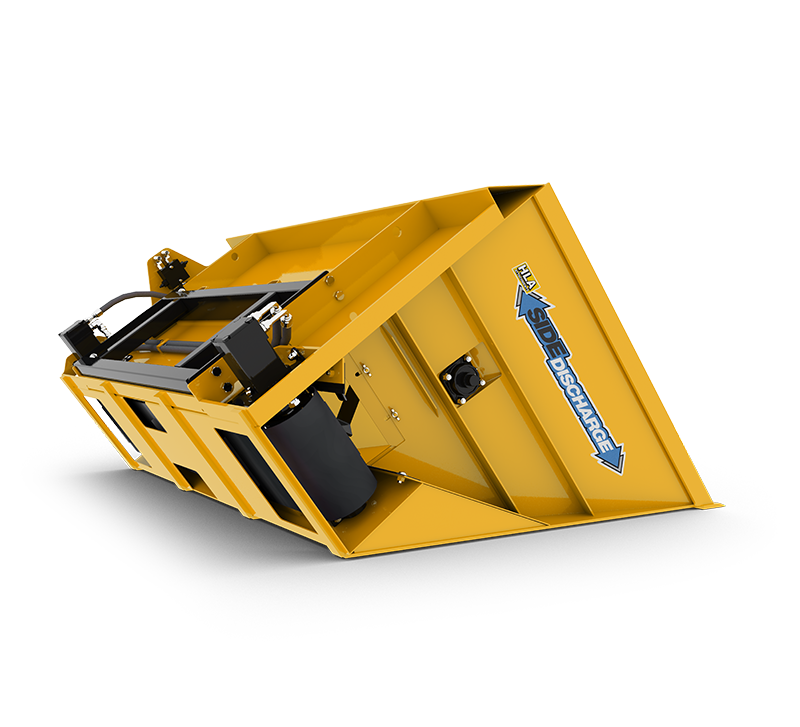HLA Attachment Side Discharge Sawdust Bucket Less | 60"-96" Multiple Width | For Skid Steer