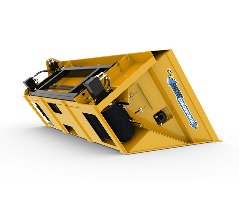 HLA Attachments Discharge Sand Bucket Less Mount | Width 60", 72", 84" & 96" Inches | For Skid Steer