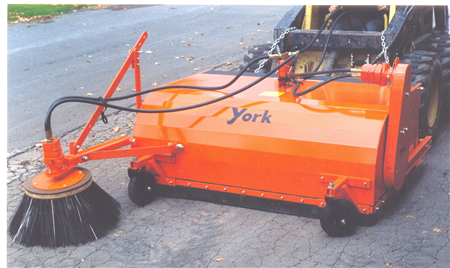 York Pick-Up Broom | Model SSPU-5 & SSPU-6 | Width 60 & 72" | Hydraulic Flow 10-15 GPM | For Skid Steers