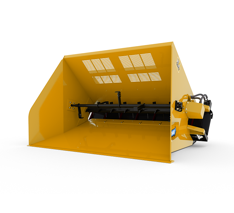 HLA Attachments Side Discharge Straw/Lime Bucket Less Mount | Width 60", 72", 84", and 96" | For Skid Steer