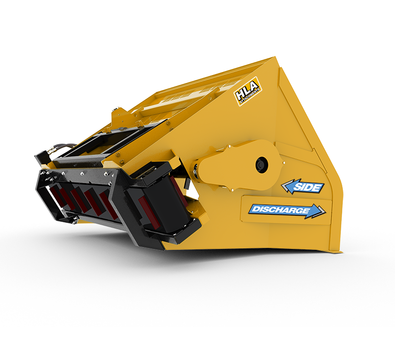 HLA Attachments Side Discharge Straw/Lime Bucket Less Mount | Width 60", 72", 84", and 96" | For Skid Steer