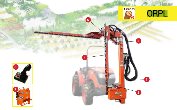 Rinieri Orchard Pruner ORPL 210+150 / 210+210 | Versatile Pruning With 83" Cutting Width for Tractor