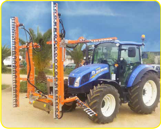 Rinieri Double Orchard Pruner CRF 2 | 20" Hydraulic Side Shift | 98"-110" Cutting Width for Tractor