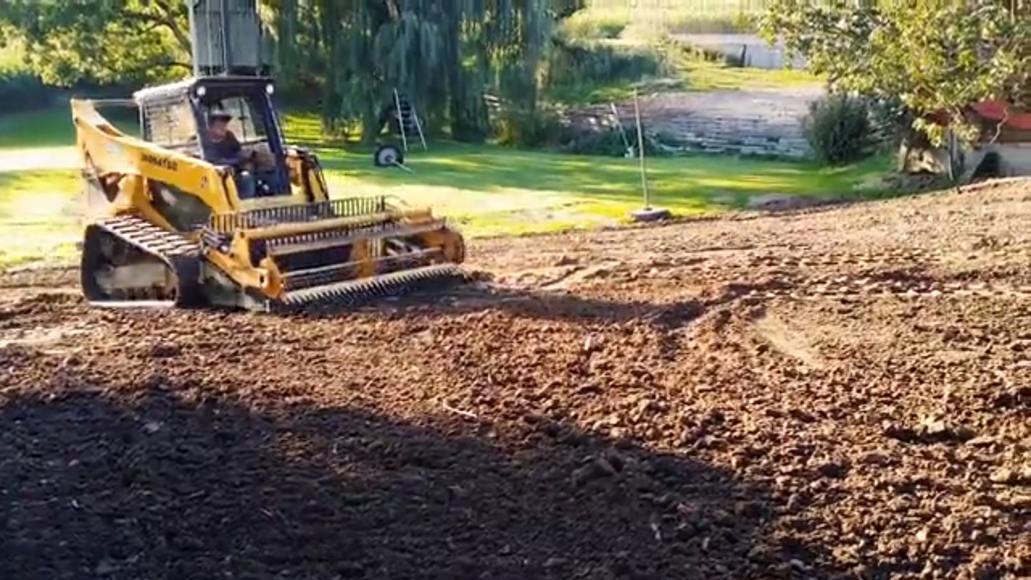 HLA Attachments | Stone Fork with Power Rake | Models SFRL72 To SFRL108 | Widths 72" To 108" | For Skid Loader