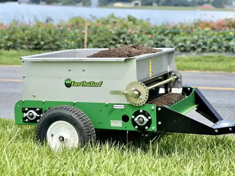 Earth & Turf | MultiSpread | 65PT Pull Behind Topdresser | 44" Overall Width | 30" Spread Width | 12 HP Minimum | For Tractor & ATV Compatible