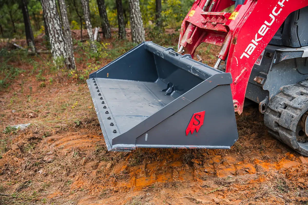 Solesbee’s | Bolt-On Edge Bucket | Models SSLB Series | Width 66" To 84" Inches | Hydraulic Flow 15–25 GPM | For Skid Steer
