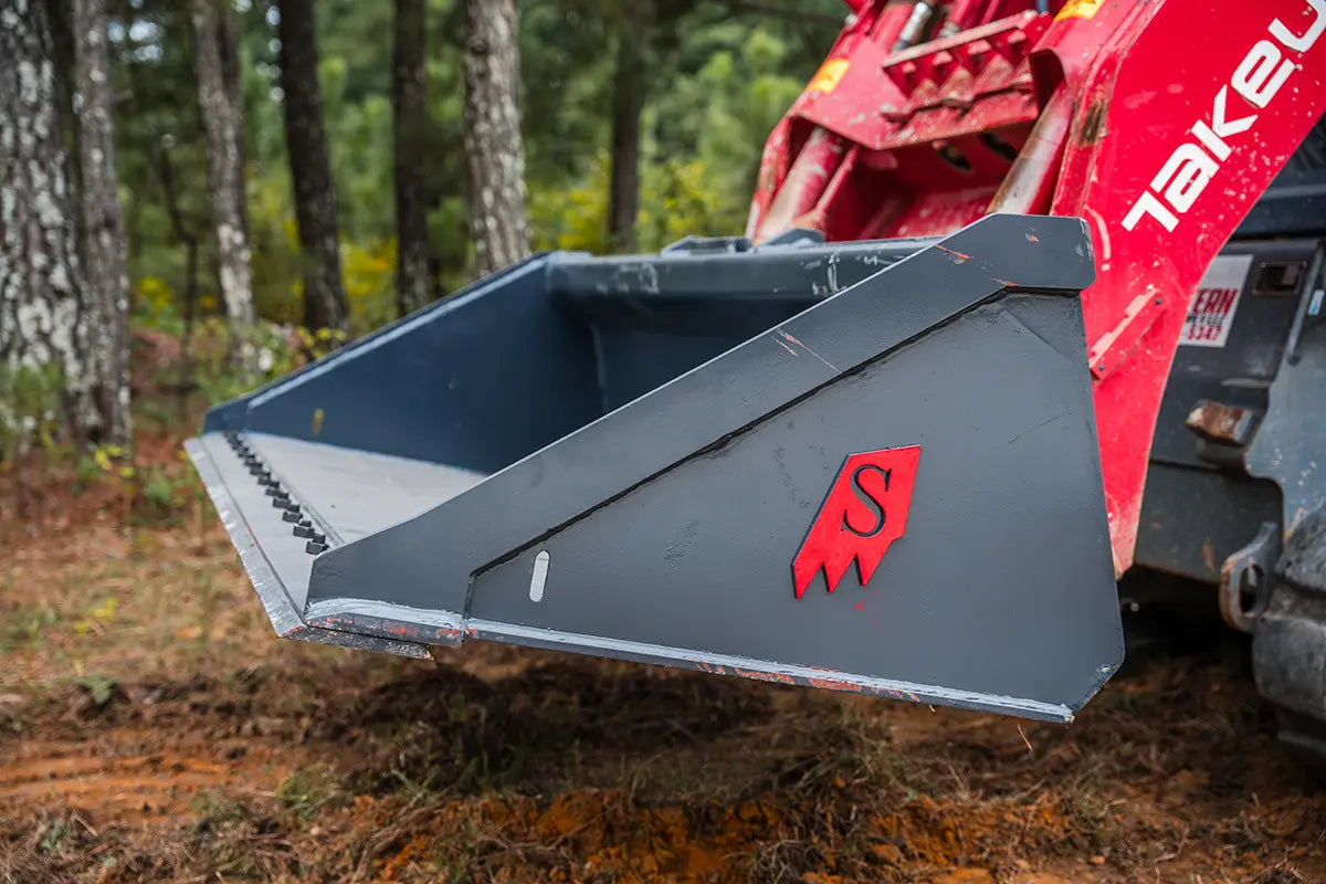Solesbee’s | Bolt-On Edge Bucket | Models SSLB Series | Width 66" To 84" Inches | Hydraulic Flow 15–25 GPM | For Skid Steer