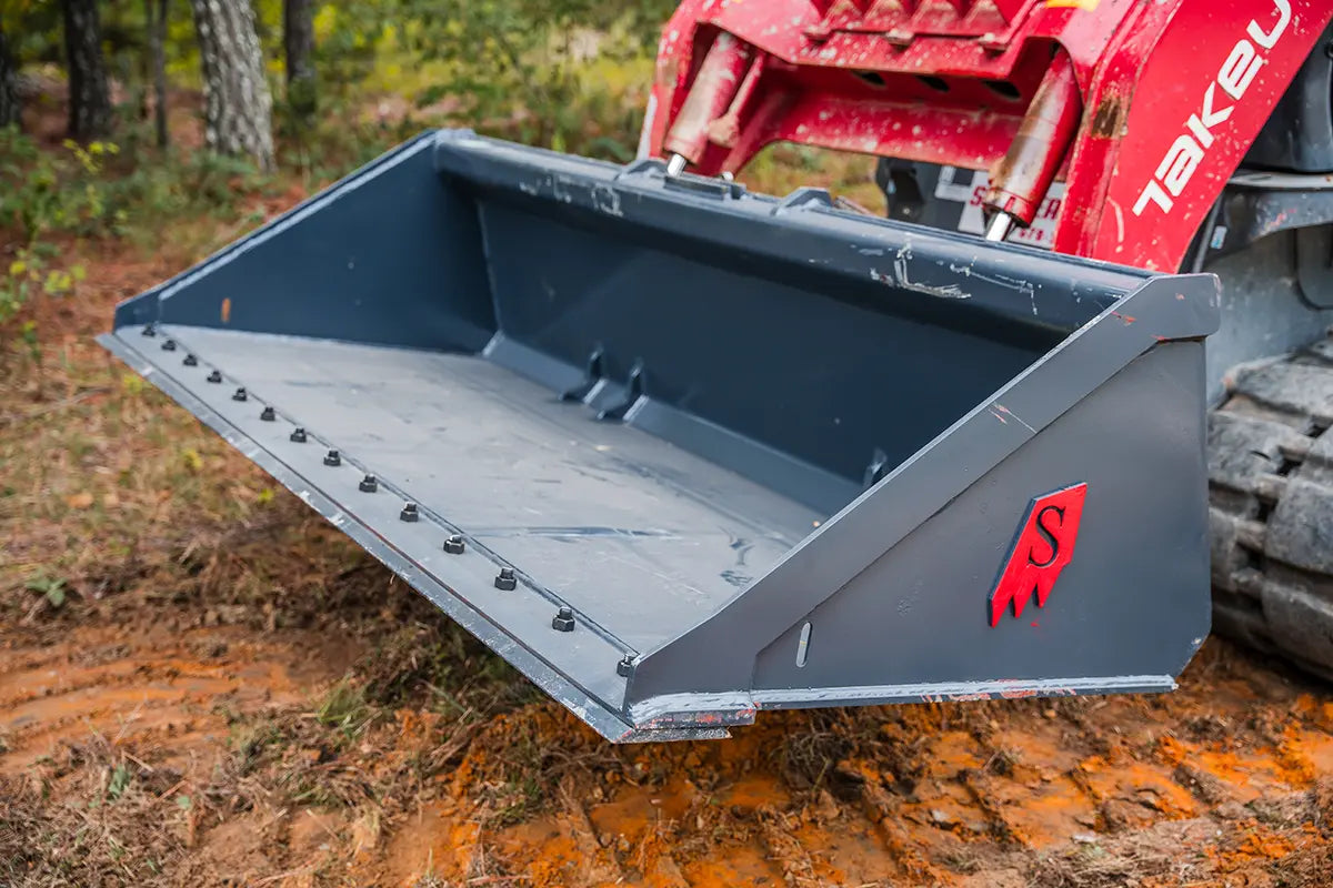 Solesbee’s | Bolt-On Edge Bucket | Models SSLB Series | Width 66" To 84" Inches | Hydraulic Flow 15–25 GPM | For Skid Steer