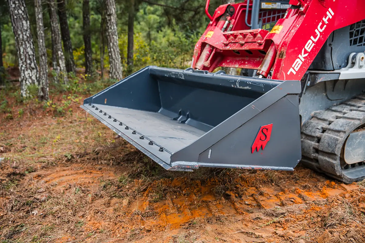 Solesbee’s | Bolt-On Edge Bucket | Models SSLB Series | Width 66" To 84" Inches | Hydraulic Flow 15–25 GPM | For Skid Steer
