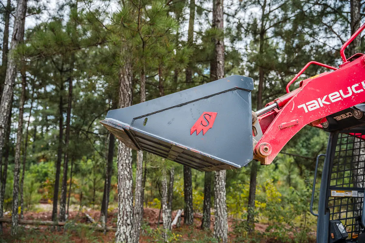 Solesbee’s | Bolt-On Edge Bucket | Models SSLB Series | Width 66" To 84" Inches | Hydraulic Flow 15–25 GPM | For Skid Steer