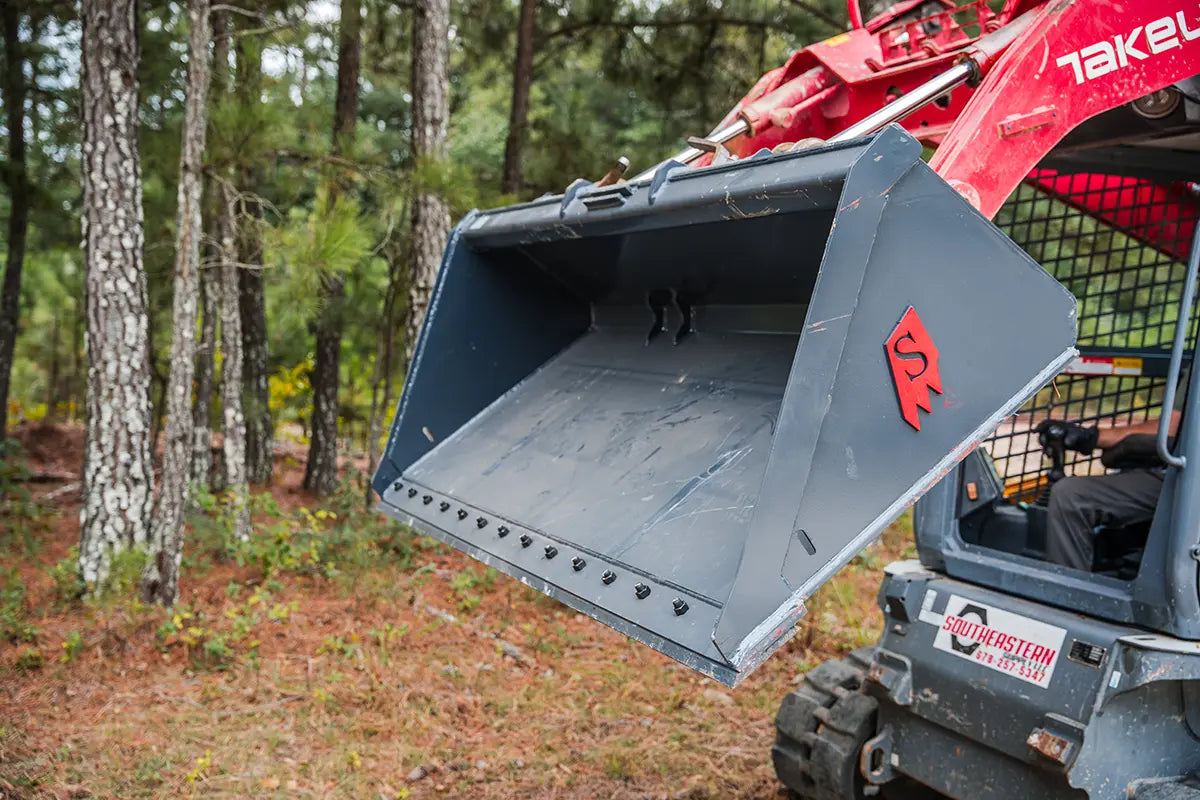 Solesbee’s | Bolt-On Edge Bucket | Models SSLB Series | Width 66" To 84" Inches | Hydraulic Flow 15–25 GPM | For Skid Steer