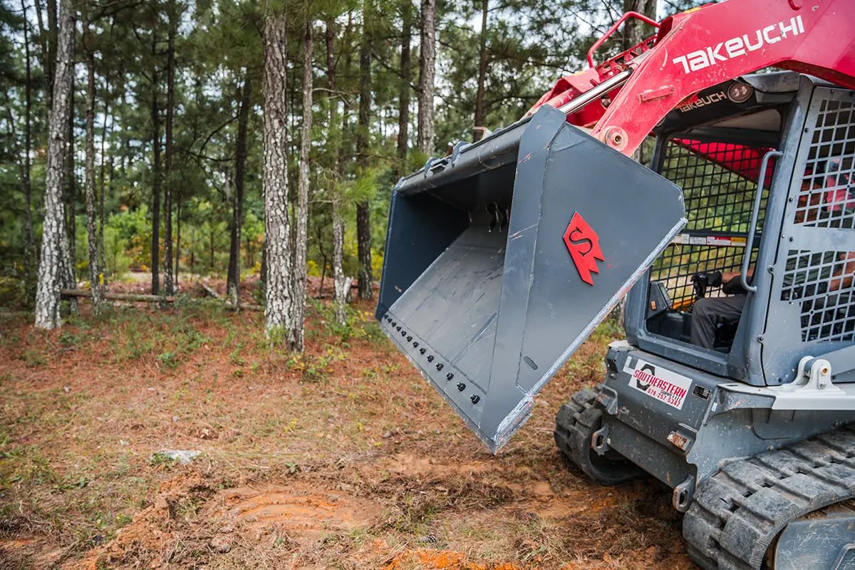 Solesbee’s | Bolt-On Edge Bucket | Models SSLB Series | Width 66" To 84" Inches | Hydraulic Flow 15–25 GPM | For Skid Steer