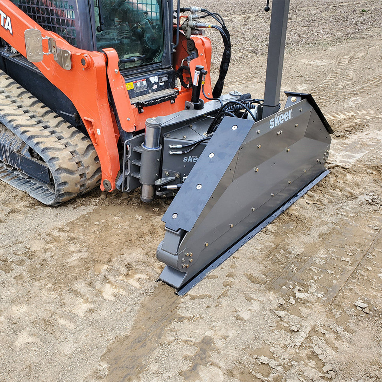 Skeer Machine Control Ready Grader Attachment | Sizes 7′ Ft & 8' 4" Ft | Minimum Horsepower 60-65 HP | For Skid Steers