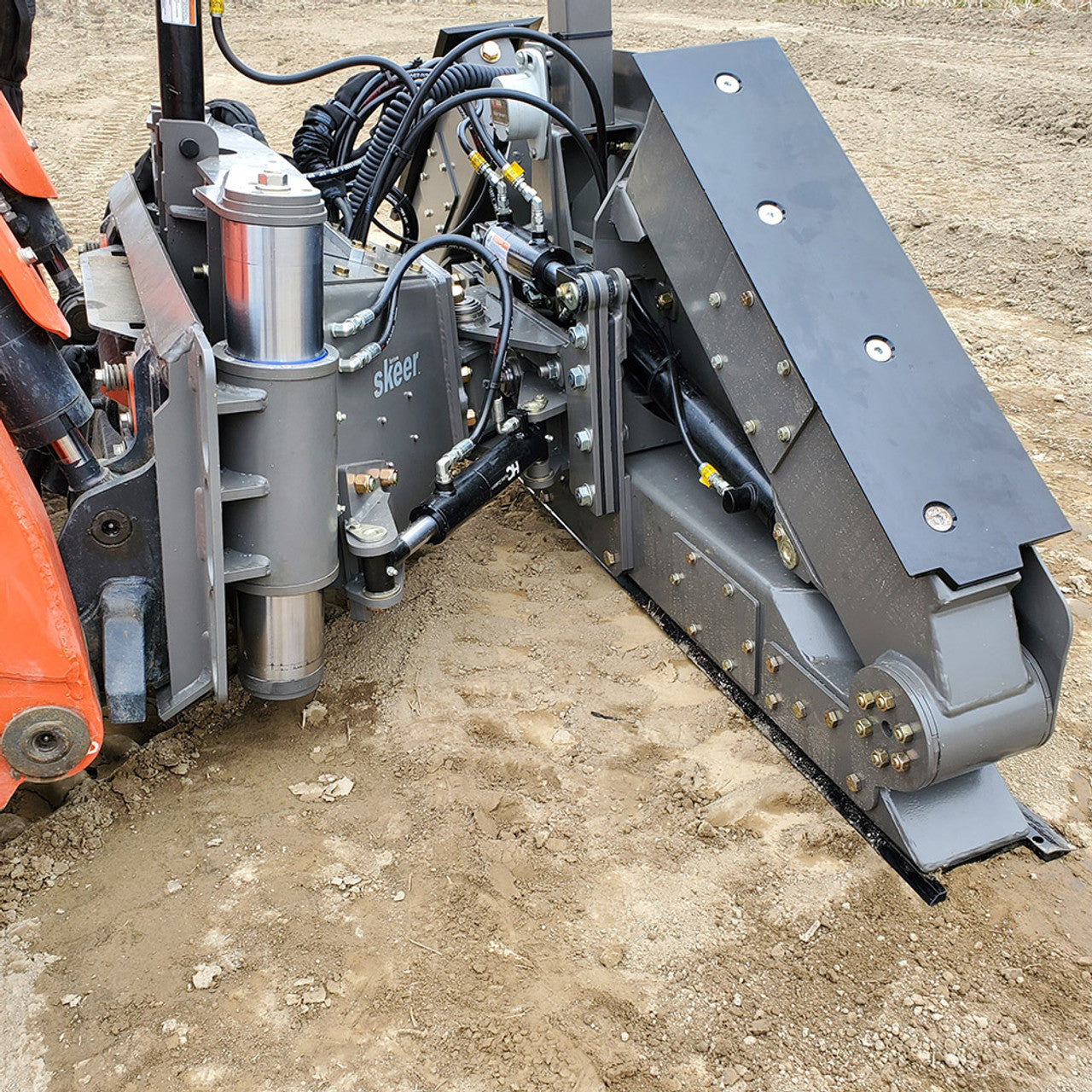 Skeer Machine Control Ready Grader Attachment | Sizes 7′ Ft & 8' 4" Ft | Minimum Horsepower 60-65 HP | For Skid Steers