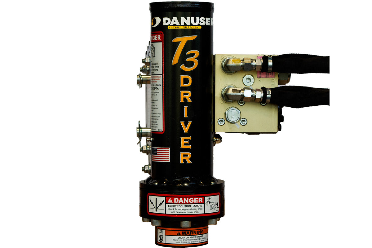 Danuser Post Driver | Model T3 | Width 11" To 86.5" | Oil Flow Range 15-30 GPM | For Skid-Steers, Loaders & Mini-Excavators
