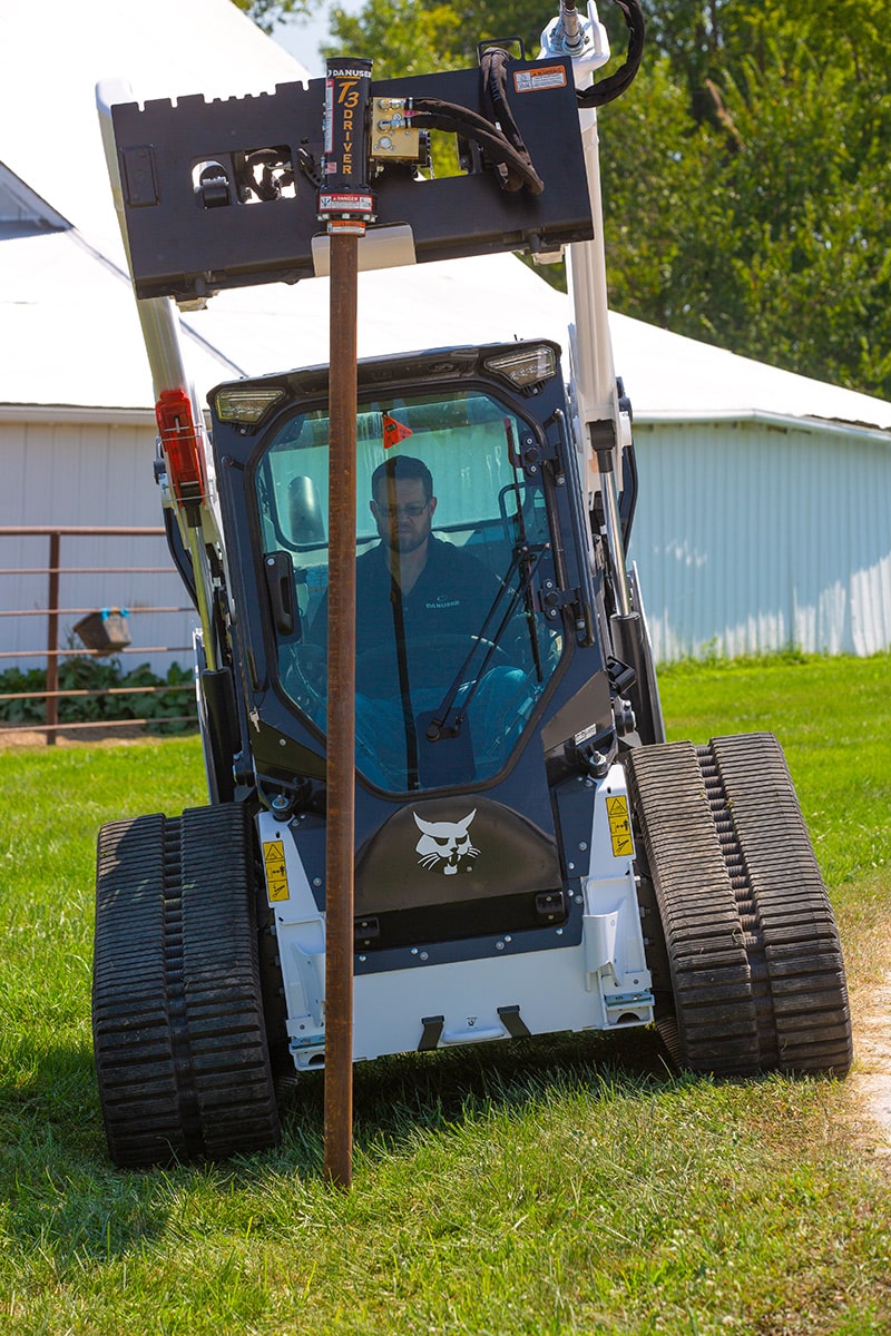 Danuser Post Driver | Model T3 | Width 11" To 86.5" | Oil Flow Range 15-30 GPM | For Skid-Steers, Loaders & Mini-Excavators