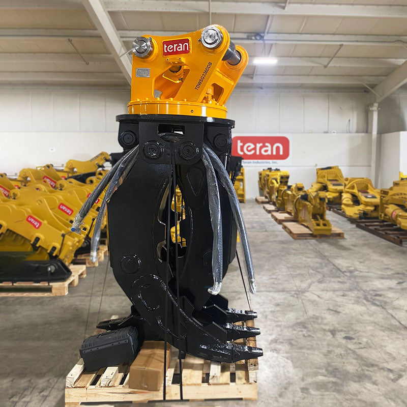 Teran TDWSG336D Hydraulic Rotary Wood/Stone Grapple, Excavator Attach