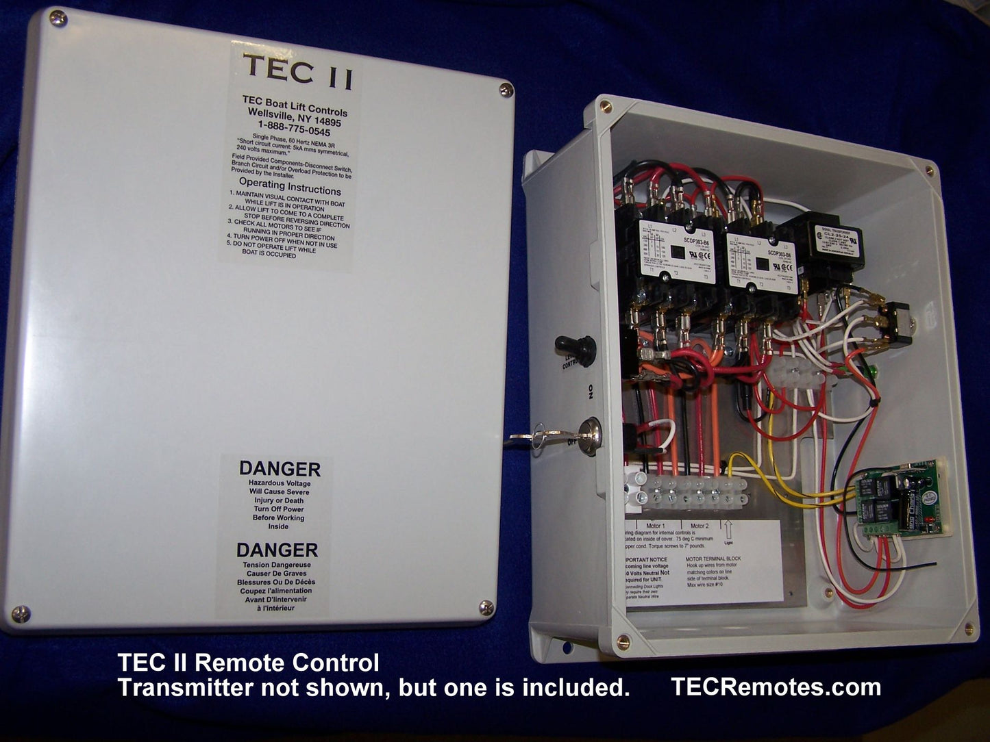 Boat Lift Distributors | TEC 2 Remote Control System | Two-Motor | Range 300 ft | 800W Dock Light Control | For Boat Lifts & Docks