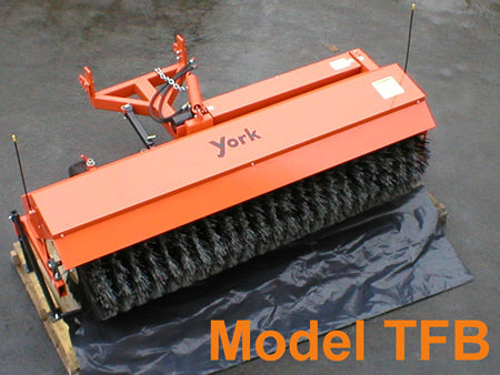 York Heavy-Duty Rotary Broom | TFB & HTB Series | Width 84", 96", 108" & 120" | Brush Diameter 32″ | Horsepower 13-30 HP | For Tractors