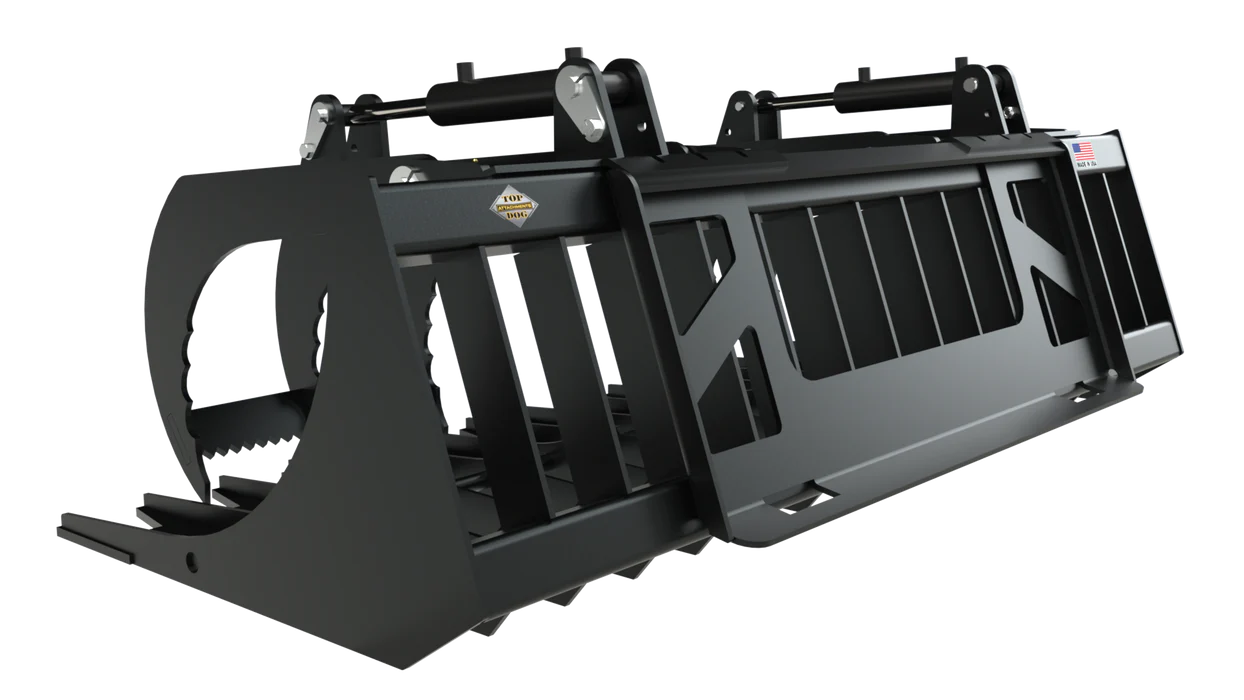 Top Dog Attachments T/S Brush Grapple | Width 60"-72" | Weight 499-548 lbs | Oil Flow Range 15-20 GPM | For Skid Steer