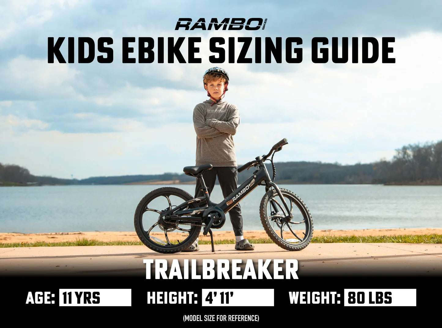 Rambo | E-Bike | Model Trailbreaker 3.0 | 250W Hub Motor | 24V 10.5Ah Integrated Battery | Up to 15 Mile Range | Top Speed 17 MPH | For Ages 5–10