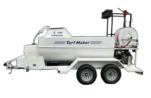 TurfMaker Hydroseeder | Model 1000 | Total Capacity 1000 Gallons | Skid Frame Width 47" | Double Axle Trailer Option