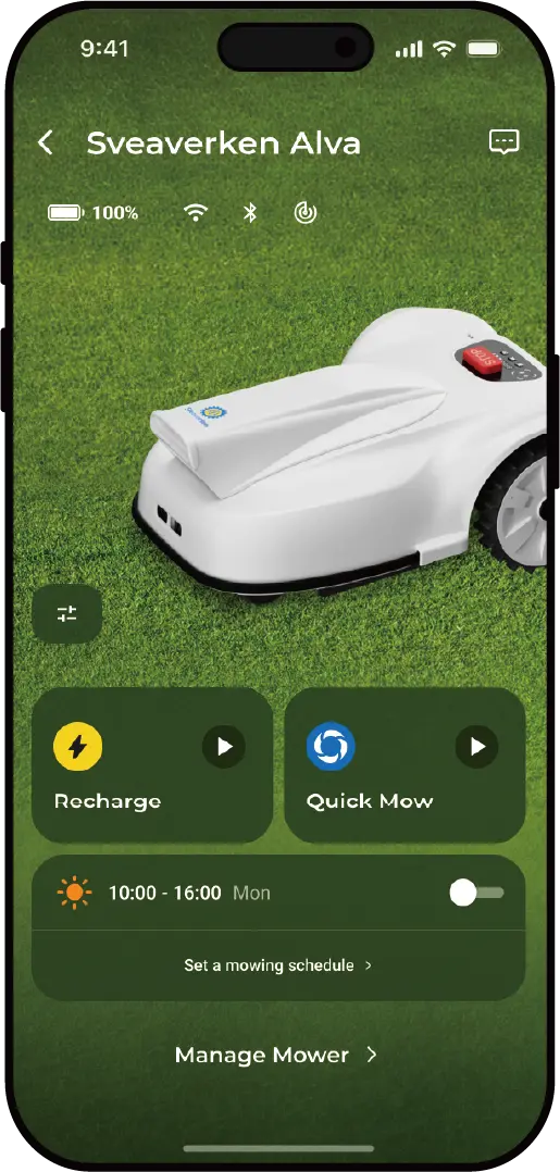 Sveaverken Alva Robotic Lawn Mower (US Standard) | Weight ~122 kg | Slope 33° | Smart, Efficient, and Fully Automatic