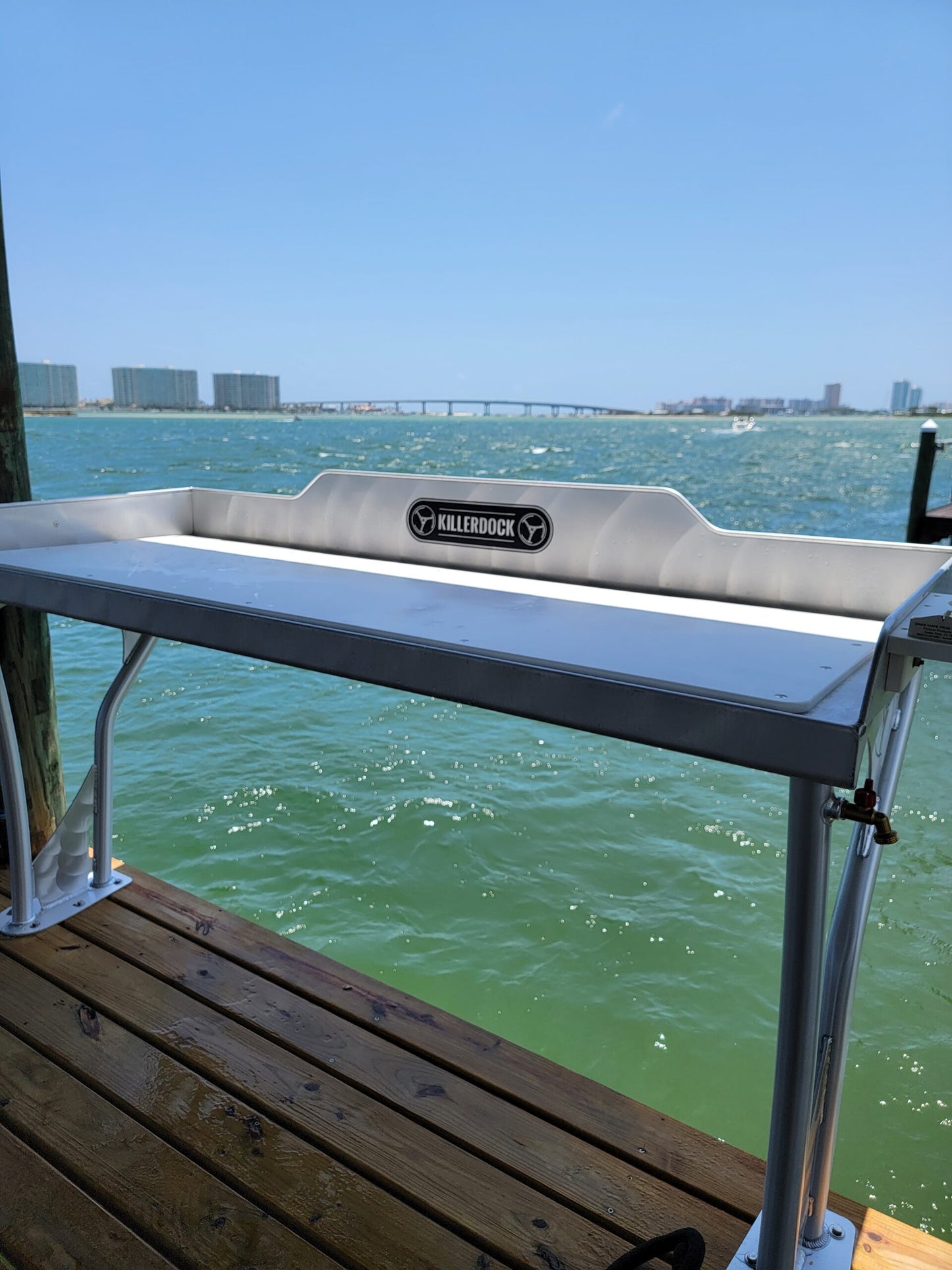 Killer Dock Fish Cleaning Station | Model Upscale 6 1/2 | Width 78" | Marine-Grade Aluminum & HDPE | For Dock, Seawall, Deck & Patio