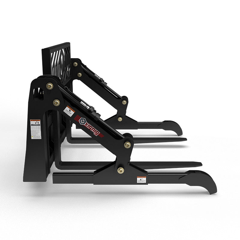 Virnig V60 Two-Cylinder Pipe & Mat Pallet Fork Grapple | Models PPFG248 & PPFG260 | Widths 48" & 60" | Hydraulic Flow 15 To 25 GPM | For Skid Steer