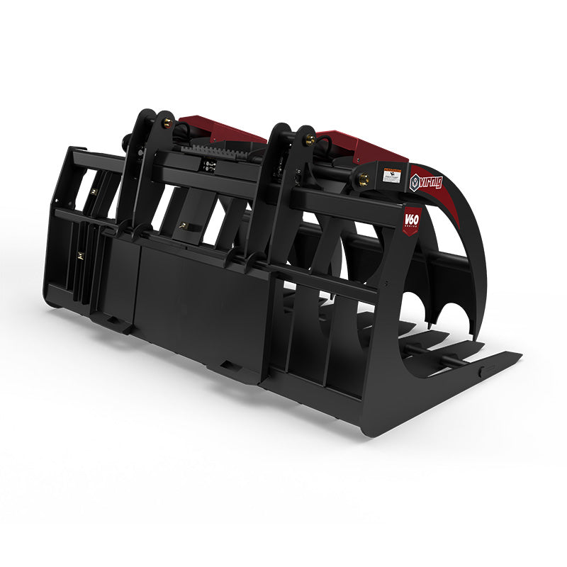 Virnig V60 Large Capacity Skeleton Grapple | Models LCG72 & LCG84 | Widths 73" & 85" | Hydraulic Flow 15 To 25 GPM | For Skid Steers