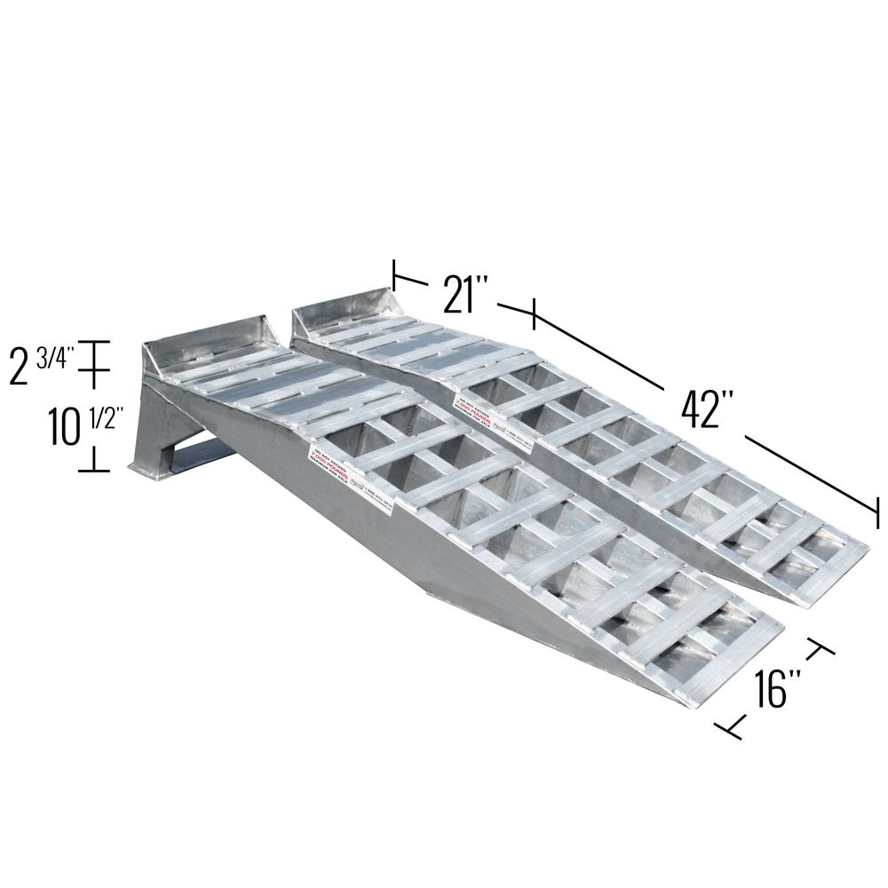 Heavy Duty Ramps Aluminum Truck Service Ramps | Model WR-7K | Size 63" L x 16" W | Capacity 7,000 lb. Per Axle | Horsepower 23 HP | For Pickup Trucks, SUVs, Vans & Light-Duty Service