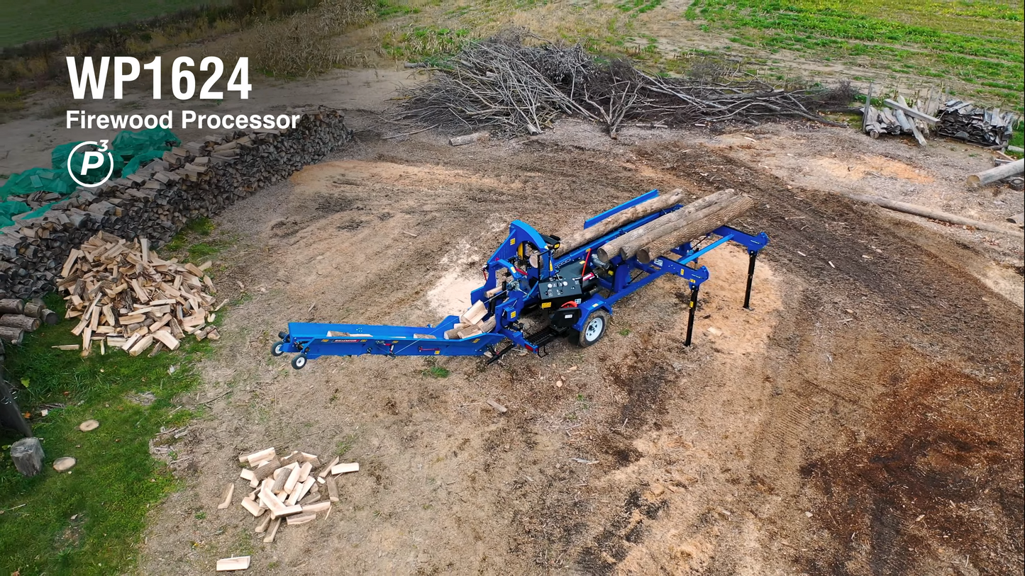 Wallenstein | Firewood Processors & Conveyors | Model WP Series | Width 69" & 114" | Engine Horsepower 14-40 HP | For Tractors