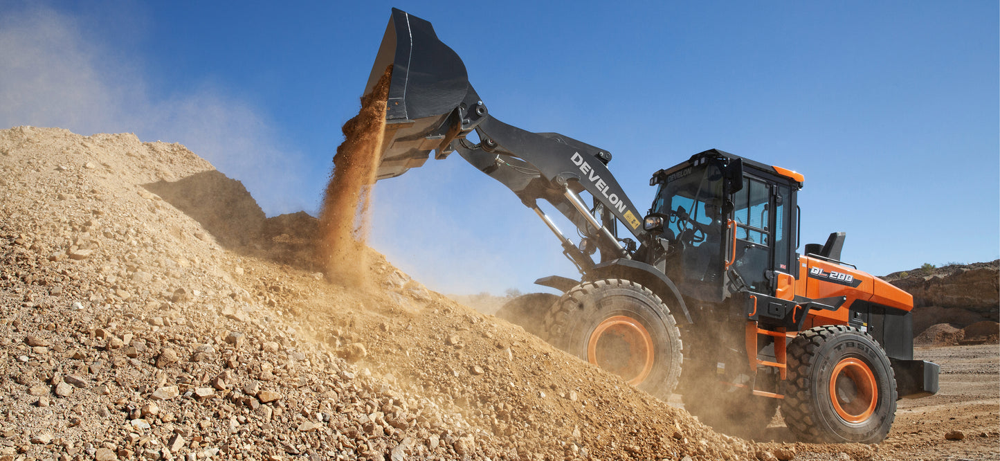 Develon | Wheel Loader | Model DL200-7 | Width 8' 4.4" | Horsepower 142.1 HP | For Construction, Agriculture, & Snow Removal