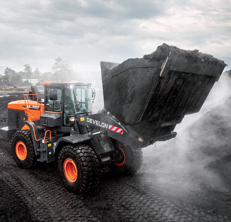 Develon | Wheel Loader | Model DL320-7 | Width 9' 6.9" | Horsepower 270.9 HP | For Construction, Material Handling, & Agriculture