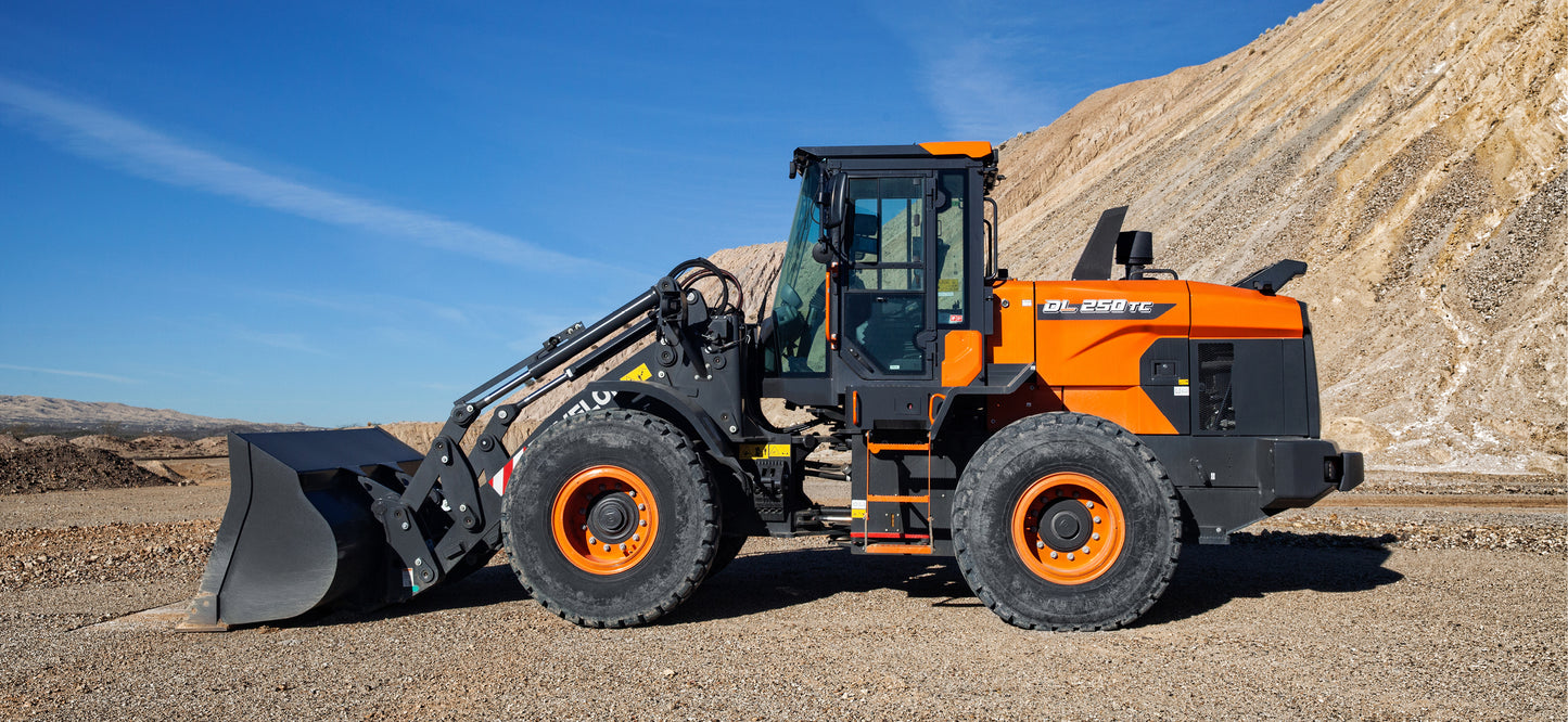 Develon | Wheel Loader | Model DL250TC-7 | Width 8' 11.8" | Horsepower 171.6 HP | For Construction, Agriculture, & Material Handling