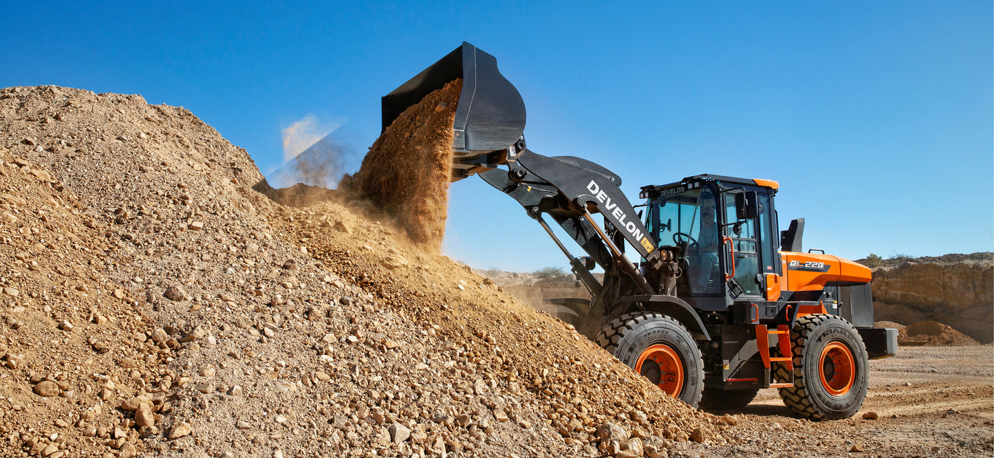 Develon | Wheel Loader | Model DL220-7 | Width 8' 4.4" | Horsepower 159.6 HP | For Construction, Agriculture & Material Handling