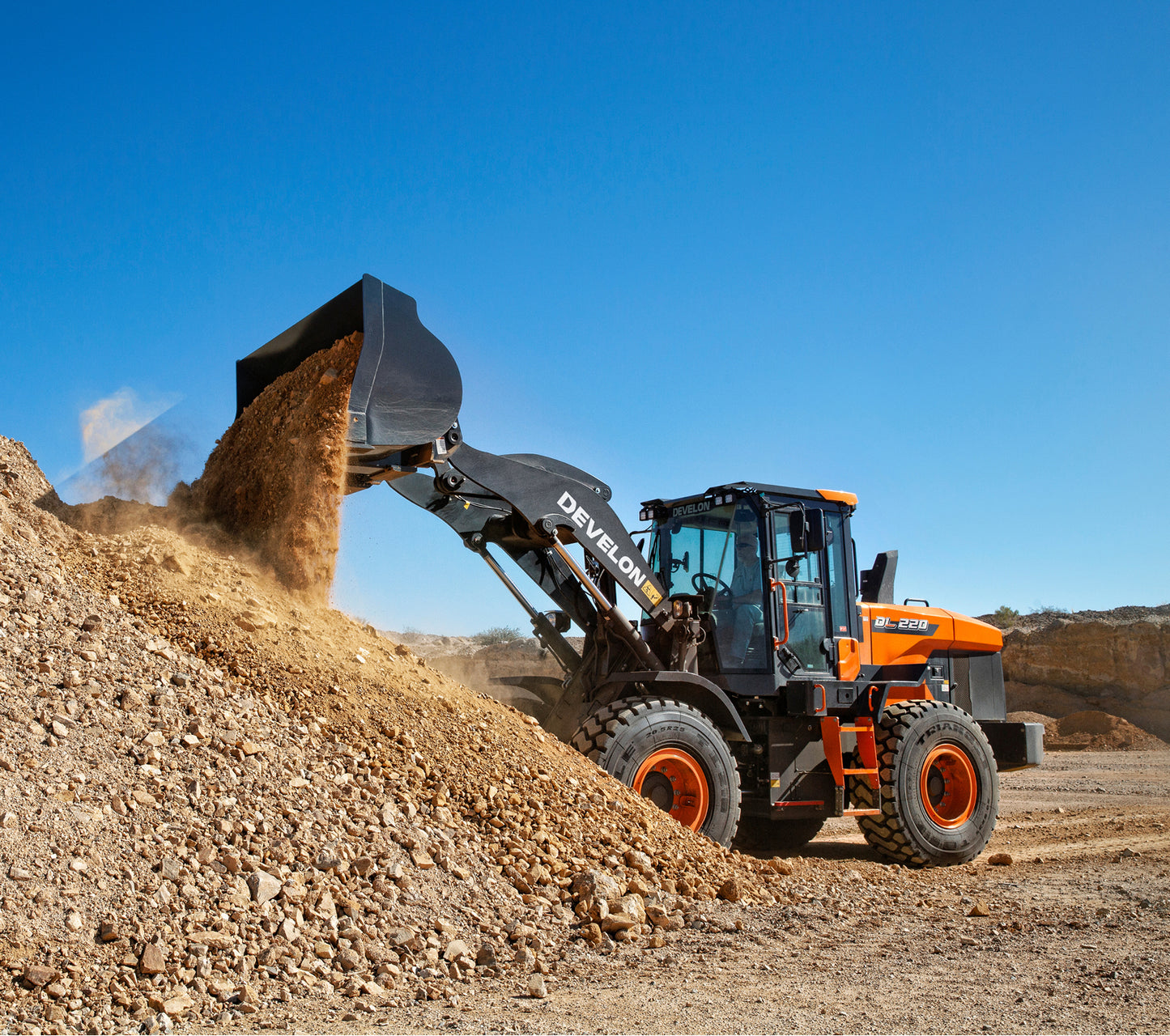 Develon | Wheel Loader | Model DL220-7 | Width 8' 4.4" | Horsepower 159.6 HP | For Construction, Agriculture & Material Handling