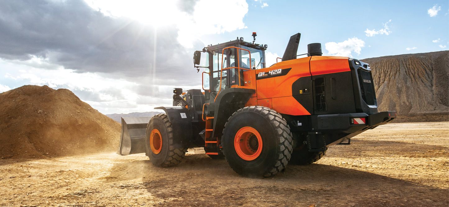 Develon | Wheel Loader | Model DL420-7 | Width 10' 8.7" | Horsepower 344.6 HP | For Construction, Quarry, Mining & Heavy Material Handling