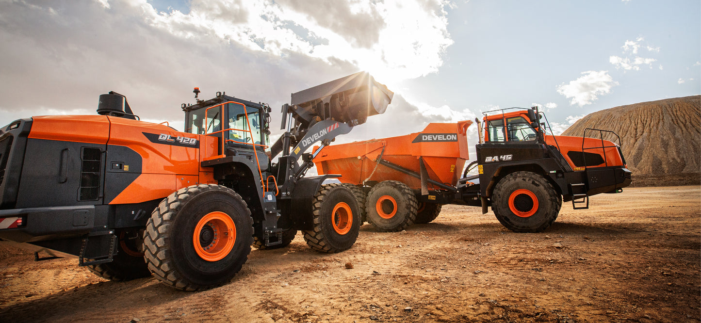 Develon | Wheel Loader | Model DL420-7 | Width 10' 8.7" | Horsepower 344.6 HP | For Construction, Quarry, Mining & Heavy Material Handling