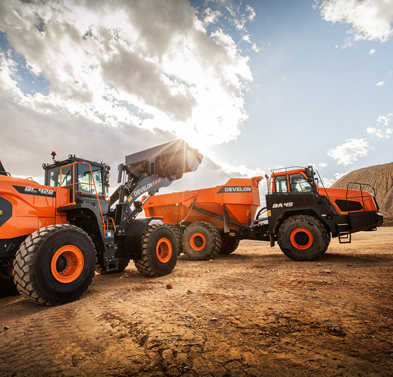 Develon | Wheel Loader | Model DL420-7 | Width 10' 8.7" | Horsepower 344.6 HP | For Construction, Quarry, Mining & Heavy Material Handling