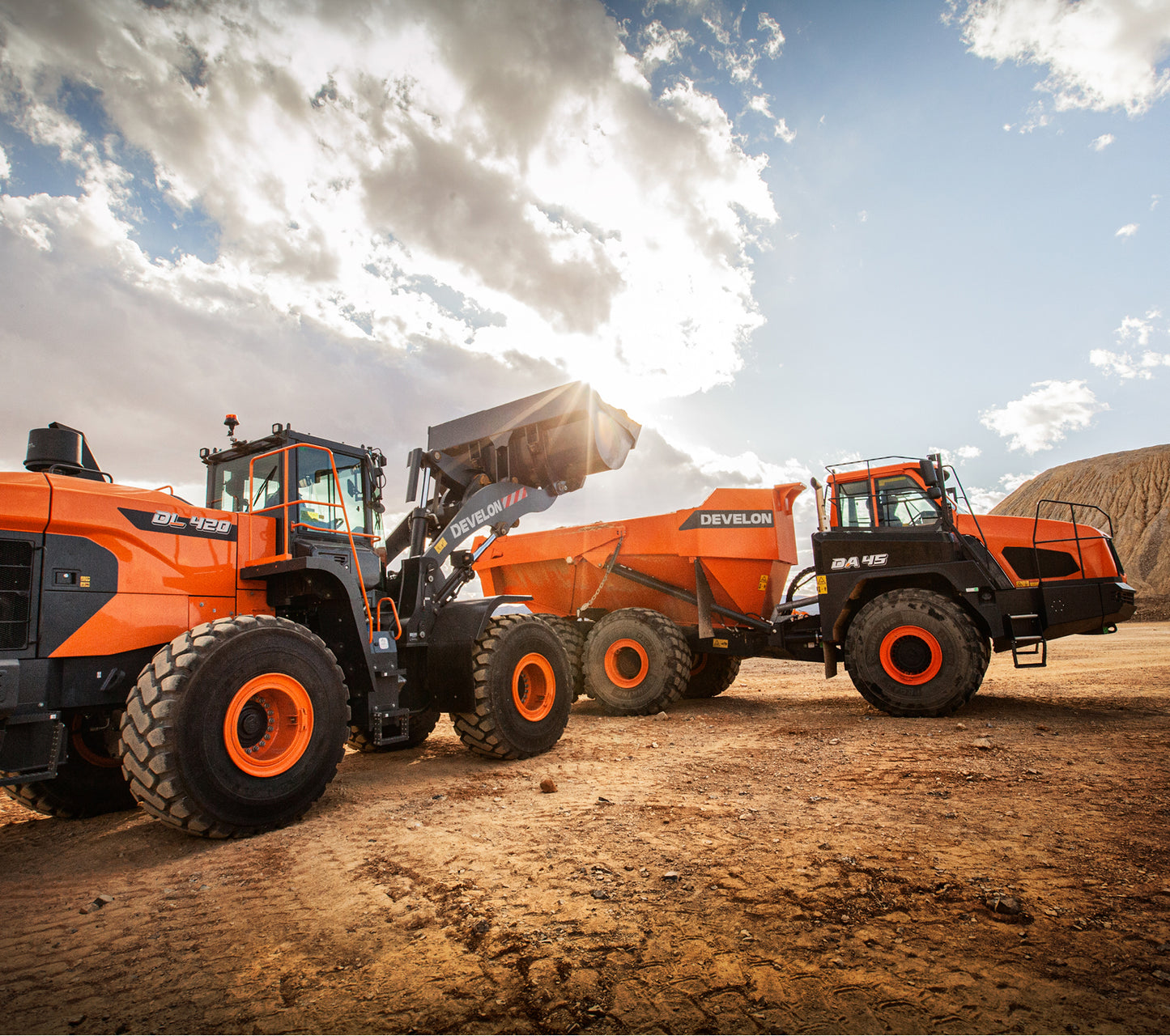Develon | Wheel Loader | Model DL420-7 | Width 10' 8.7" | Horsepower 344.6 HP | For Construction, Quarry, Mining & Heavy Material Handling