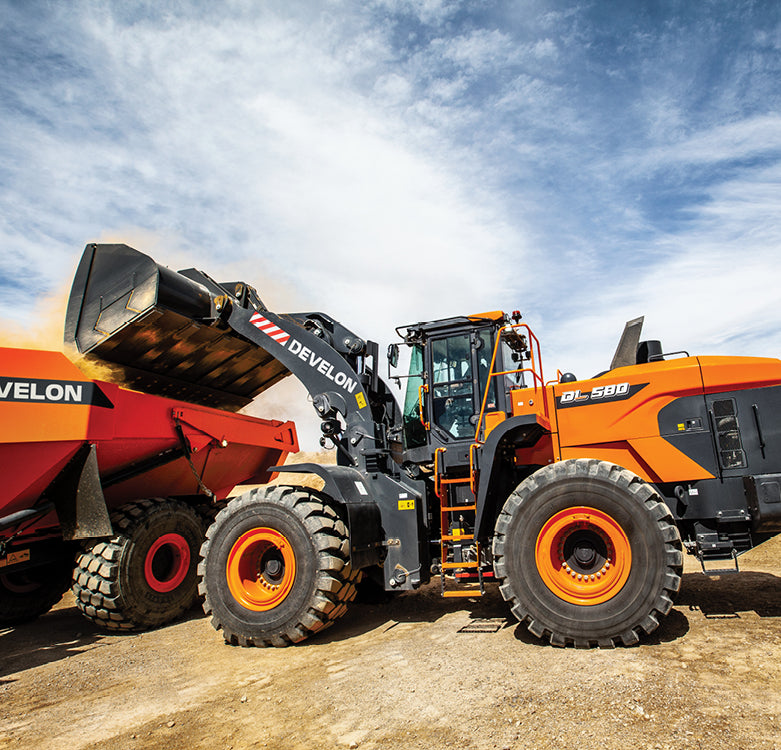 Develon | Wheel Loader | Model DL580-7 | Width 11' 2.8" | Horsepower 394.3 HP | For Mining, Heavy Construction & Aggregate Handling