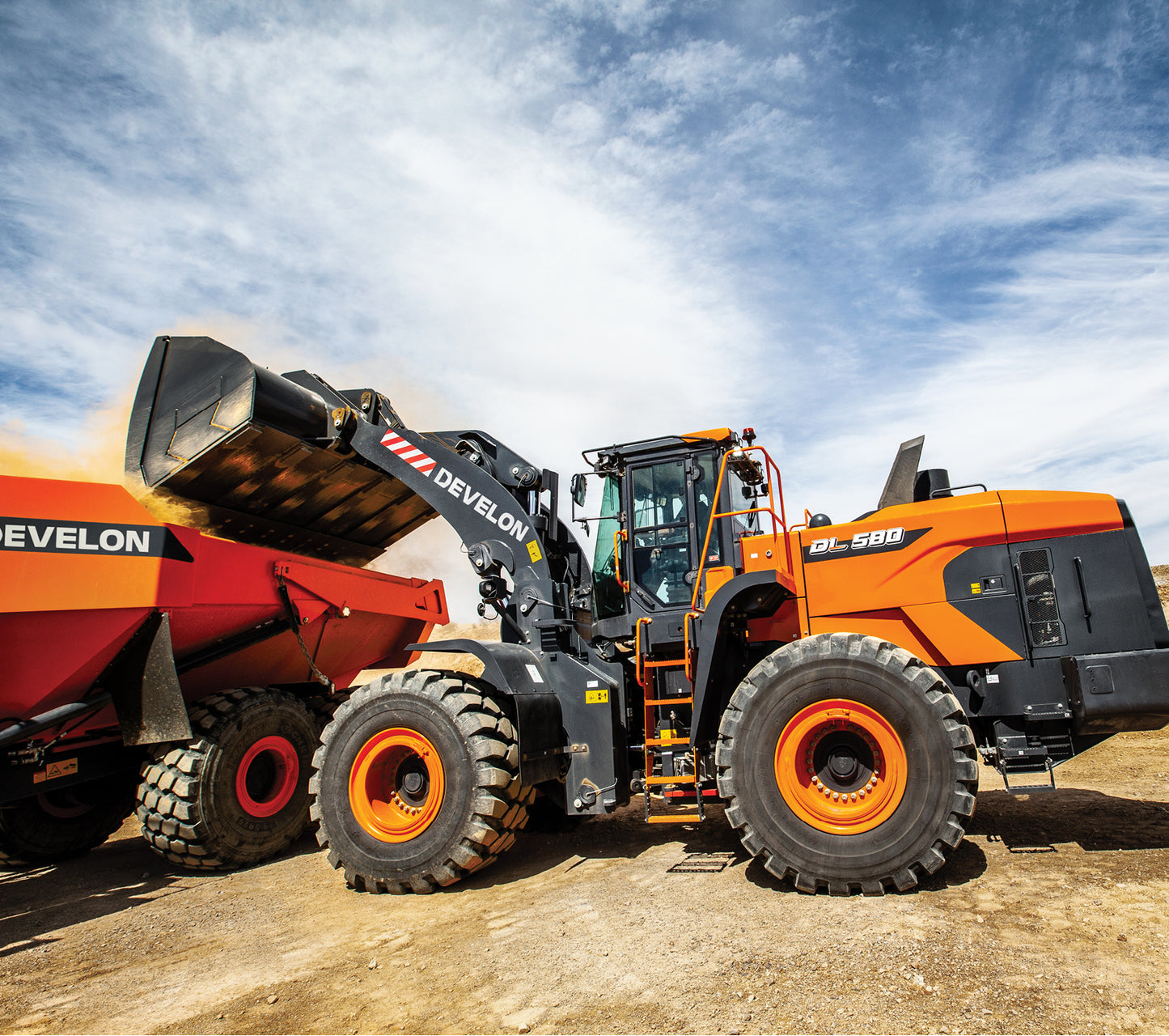 Develon | Wheel Loader | Model DL580-7 | Width 11' 2.8" | Horsepower 394.3 HP | For Mining, Heavy Construction & Aggregate Handling