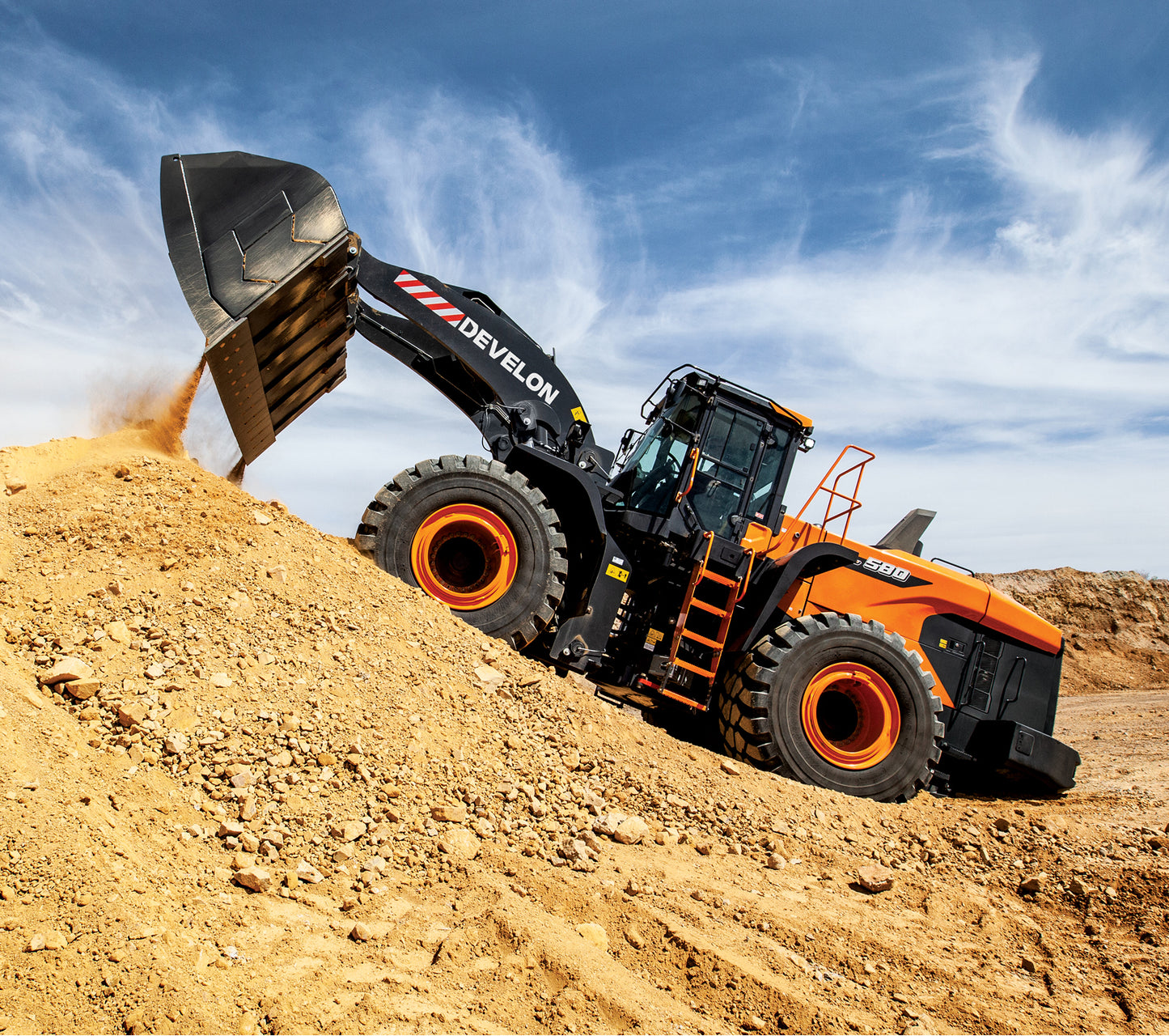 Develon | Wheel Loader | Model DL580-7 | Width 11' 2.8" | Horsepower 394.3 HP | For Mining, Heavy Construction & Aggregate Handling