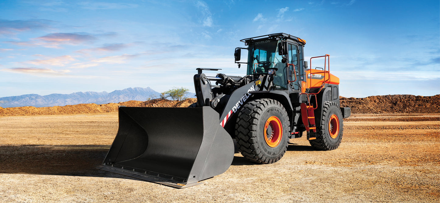 Develon | Wheel Loader | Model DL380-7 | Width 10' 2.4" | Horsepower 270.9 HP | For Heavy Lifting in Construction, Mining, & Material Handling