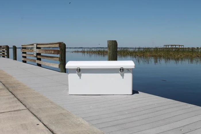 RIO MARINE CUSTOMS | Dock Box | Rough Water | Model RWDB70LP | 70" W x 24" H x 22" D | Low Profile Build | For Narrow Docks
