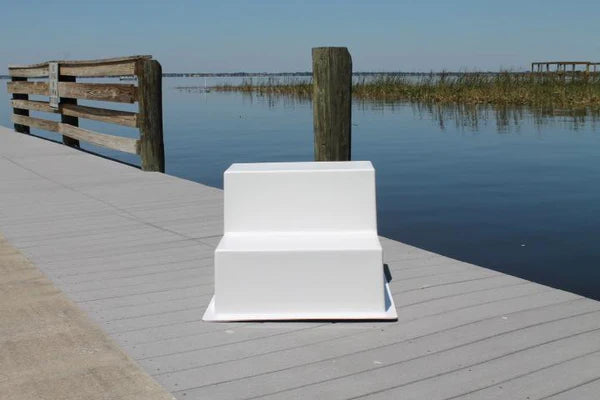 RIO MARINE CUSTOMS | Boarding Step | 2 Step Fiberglass | Model CMS02 | 25" W x 23" D x 20" H | Safe and Convenient Access | For Dock & Deck