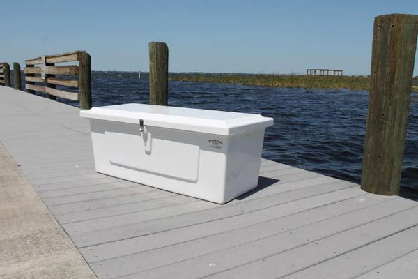 RIO MARINE CUSTOMS | Dock Box | Model CM02-S | 48" W x 18" H x 20" D | Dual Gas Shocks | Heavy-Duty Fiberglass | Universal Boat