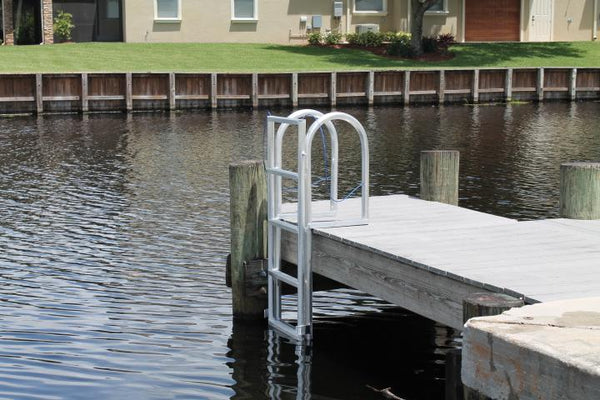 RIO MARINE CUSTOMS | 5-Step Retractable Dock Ladder | Model LD5LF-SHP | 17 9/16" W x 60" H | 550 lbs Capacity | Fixed, Floating, Pontoon & Seawall