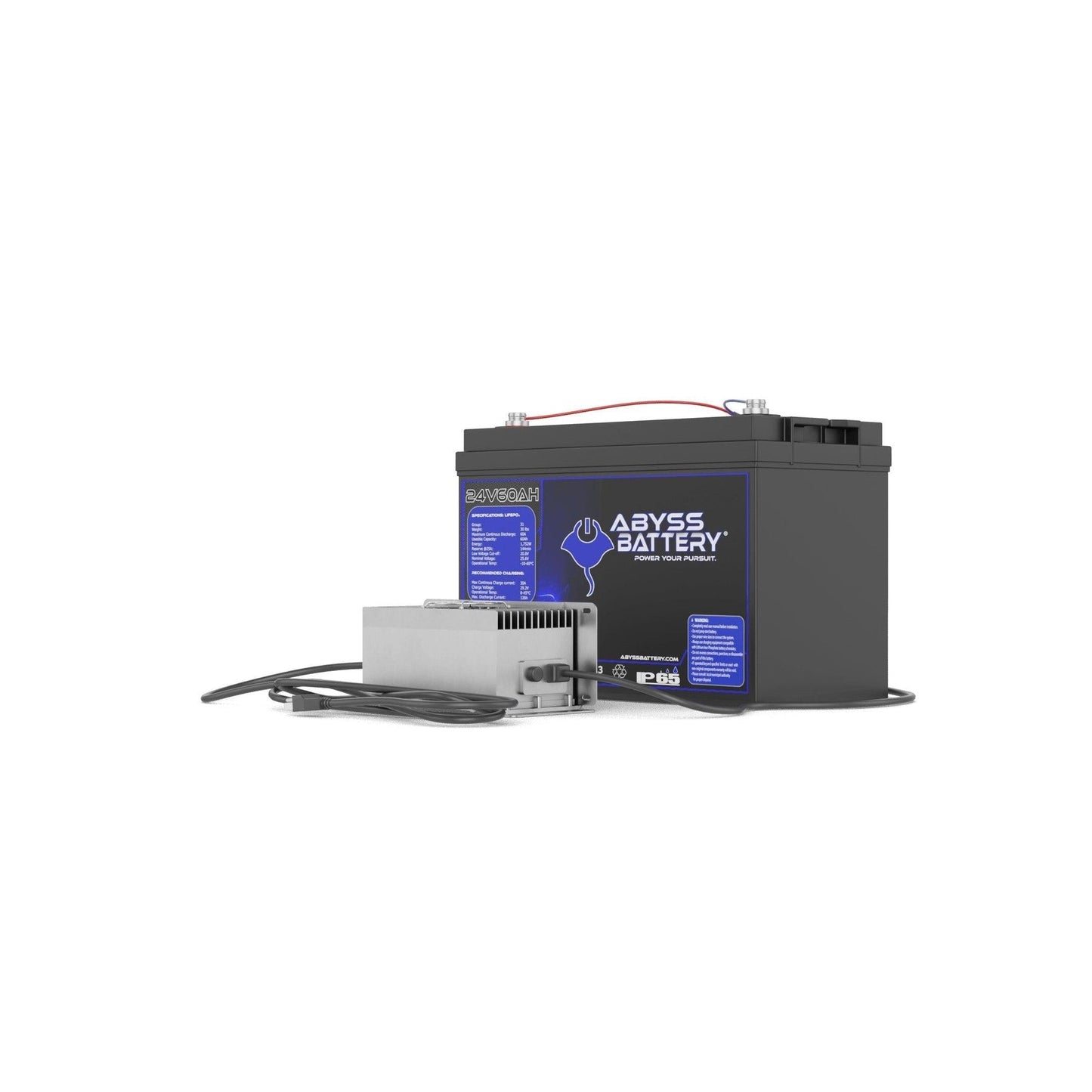 Abyss® | Lithium Trolling Motor Battery Kit | Model TMK-24V60-BT | Voltage 24V 60Ah | Group 24 | Bluetooth BMS | Built-In Heating | IP65 Waterproof